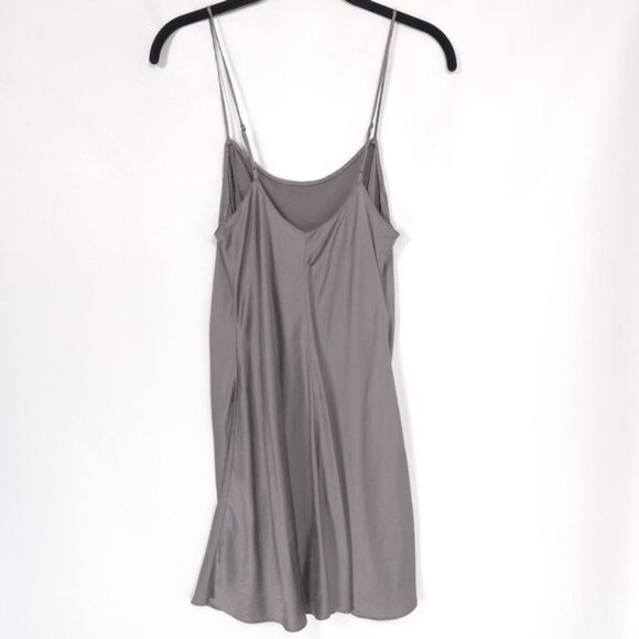 VICTORIA'S SECRET 100% SILK Slip Mini Dress Slit MEDIUM VINTAGE Gray Platinum - Picture 6 of 12